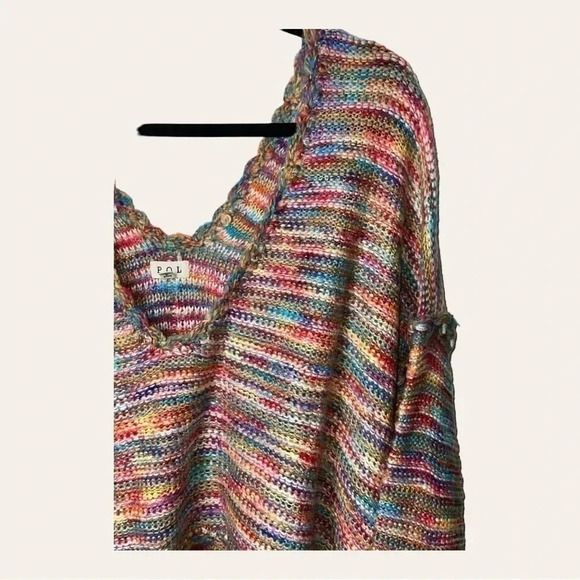 NWT POL KNITTED SWEATER OVERSIZED SIZE‎ MEDIUM MULTI COLOR HIGH LOW - Picture 5 of 11
